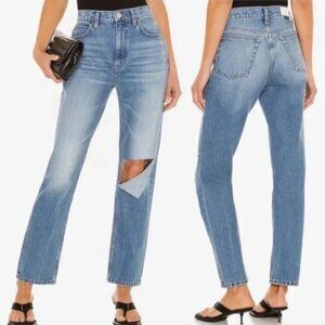 Re/Done- Mid Wash Originals 70s Straight Jeans Rip Size 27